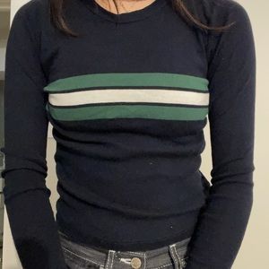 Brandy Melville - navy top with striped detail